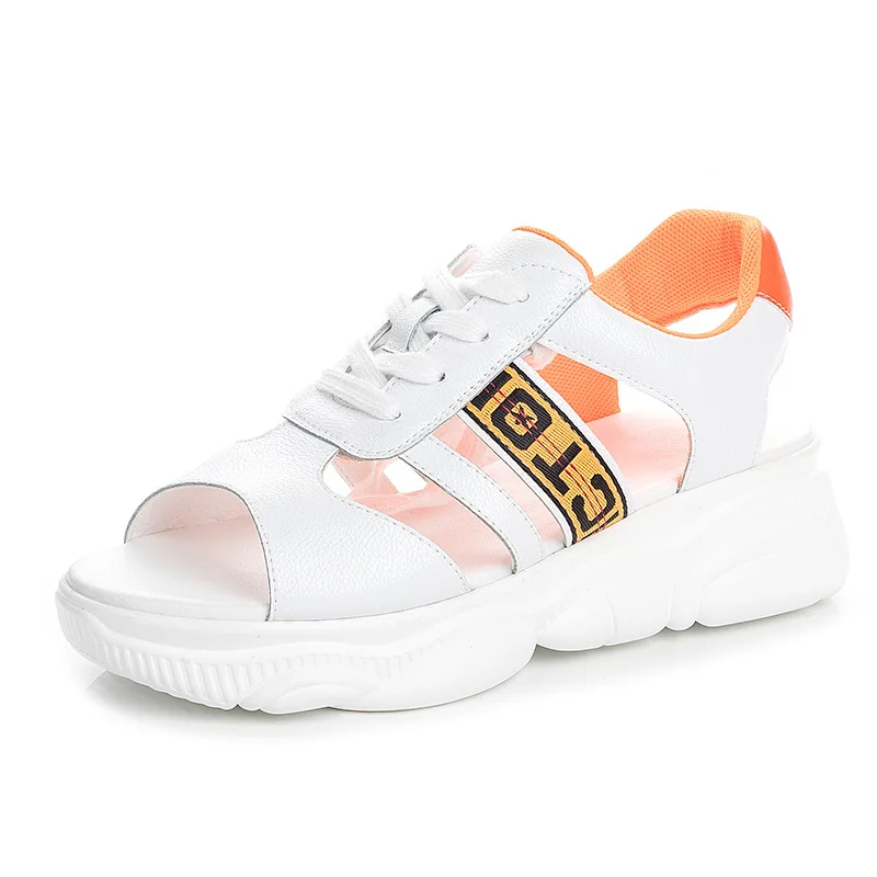 Сандалии Новинка 2019 года летняя кожаная дышащая обувь на толстой подошве