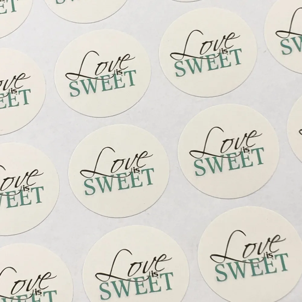 300 шт./лот 3 см круглые клейкие этикетки с принтом Love is Sweet для упаковки ювелирных