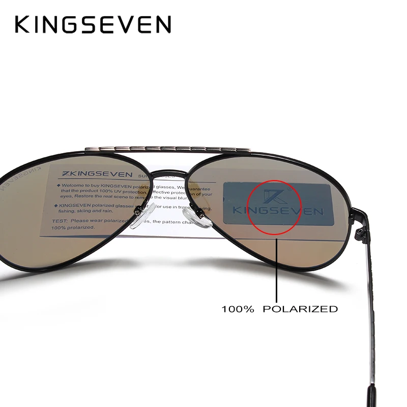 Мужские солнцезащитные очки KINGSEVEN черные классические водительские из алюминия