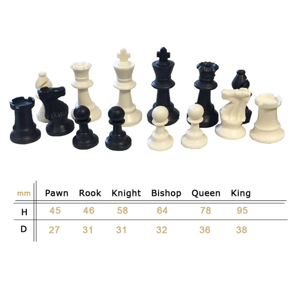 Пластиковые шахматные фигуры 32 шт. шахматный набор King Height 49/64/75/95 мм игры