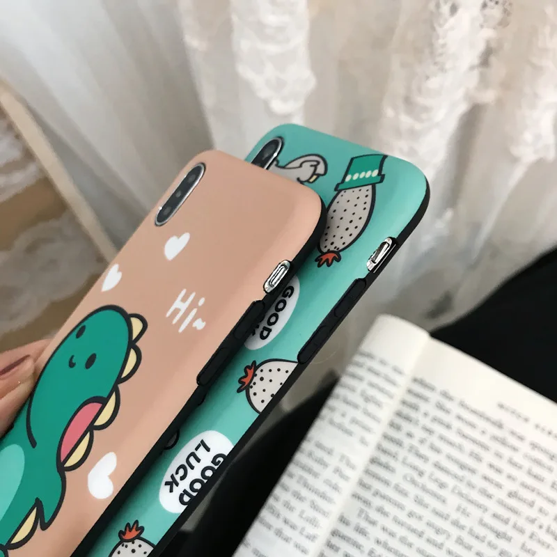 Корейский мультфильм милый динозавр детский чехол для телефона iPhone XR X XS MAX