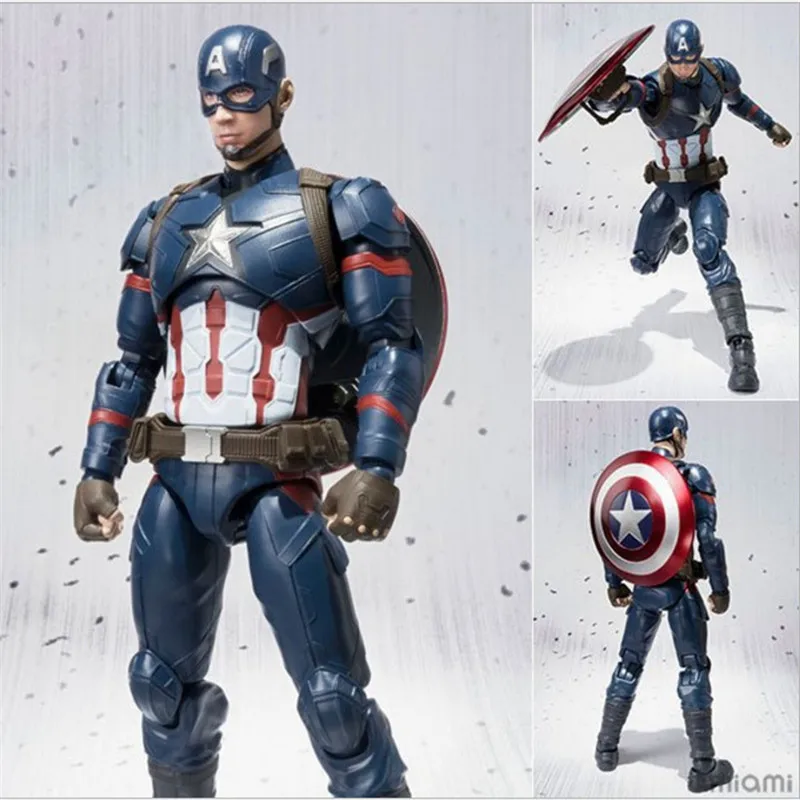 Фигурки героев Marvel 15 см Капитан Америка 3 гражданская война Мстители игрушки ПВХ