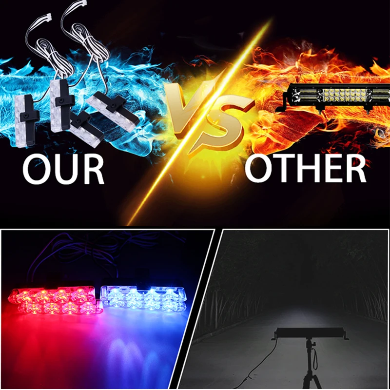 Enjoynight 4x4 LED Wireless Remote 12V Flashing DRL Automobiles Strobe Warning light Car Police Ambulance Emergency day | Автомобили и