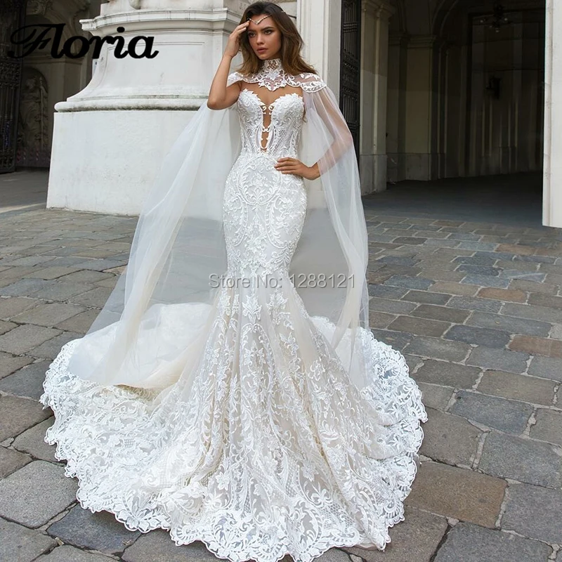 Vestido De Noiva/кружевное свадебное платье русалки ручной работы, арабское вечернее платье для невесты, Новое свадебное платье, es с курткой Abendkleid