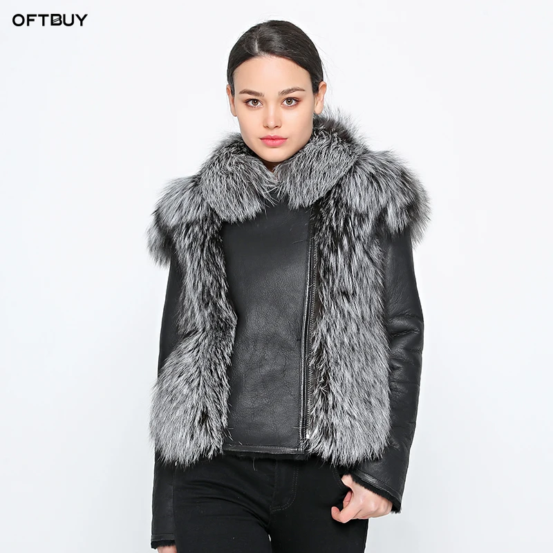 Женская двухст.утепл.куртка из нат.кожи OFTBUY черная двухсторонняя утепленная