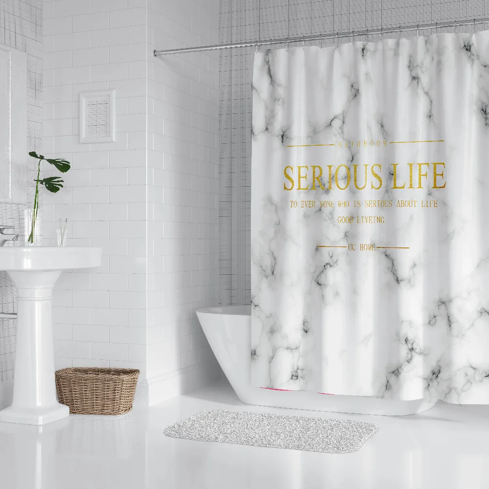 

Custom Made Shower Curtain Bathroom Curtain Partition 1.2/1.5/1.8/2x1.8m 1.5x2m 1.8x2m 2x2m 2.4x2m Marble Grain White Black ins