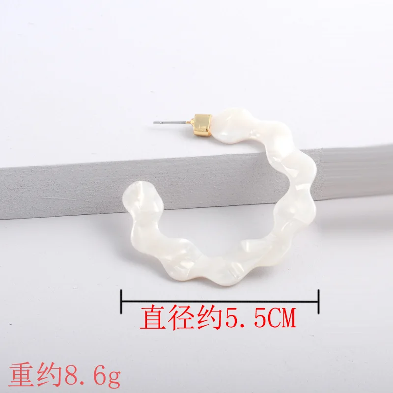 New Acetate Sheet White Shell Pattern Wavy Alloy Cap Earrings for Women Acrylic Big Circle Boucle D'oreille Femme 2020 | Украшения и