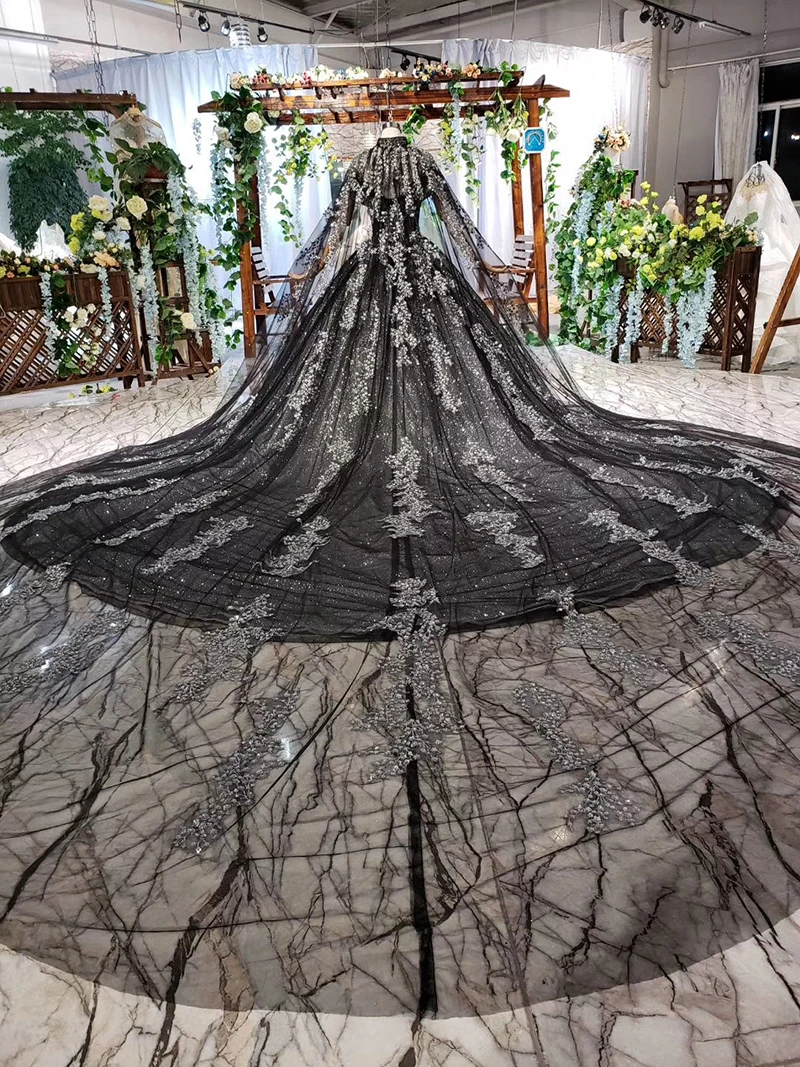 HTL571 черные торжественные платья с накидкой кружевные аппликации вечерние