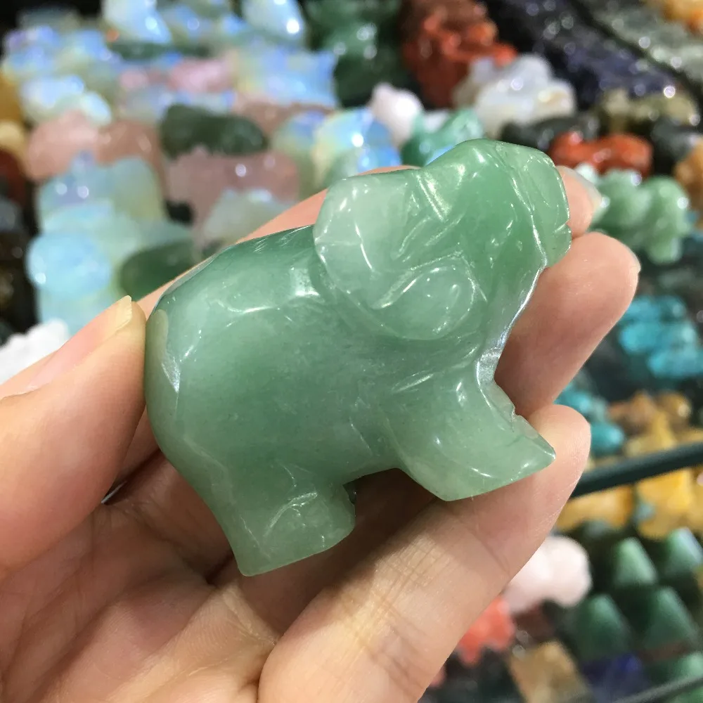 

Green Aventurine Elephant Natural crystal QUARTZ stone carved