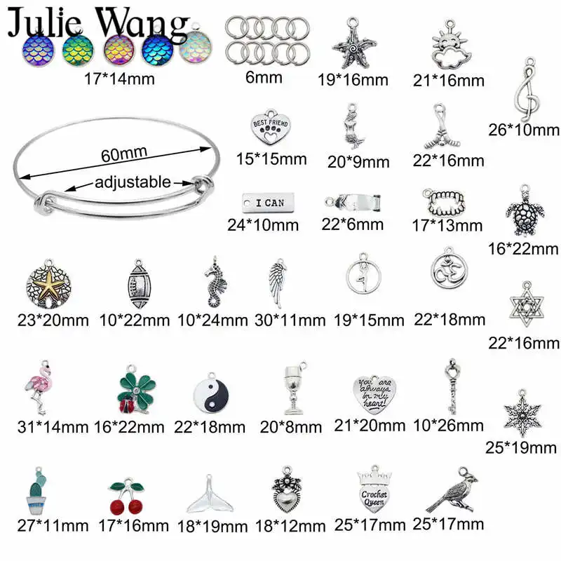 Julie Wang 77 шт./кор. многостильные подвески из сплава кольца аксессуар ручной работы