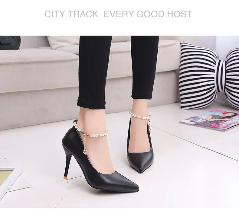 White Women Wedding Shoes Crystal Preal Ankle Strap Bridal Shoes Woman Dress Shoes Seay Pumps Sweet Party Shoes