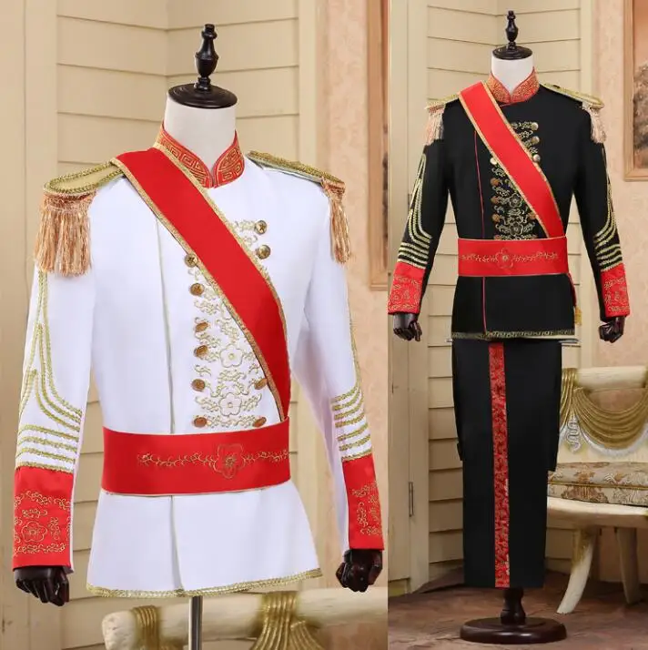 

men suits designs european court stage costumes for singers men blazer dance clothes jacket star style dress vintage black white