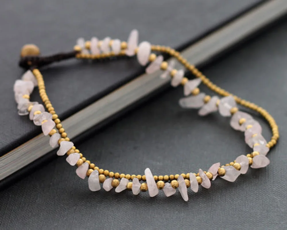 Женский браслет на щиколотке розовый для щиколоток с камнем 2017 модный ручной