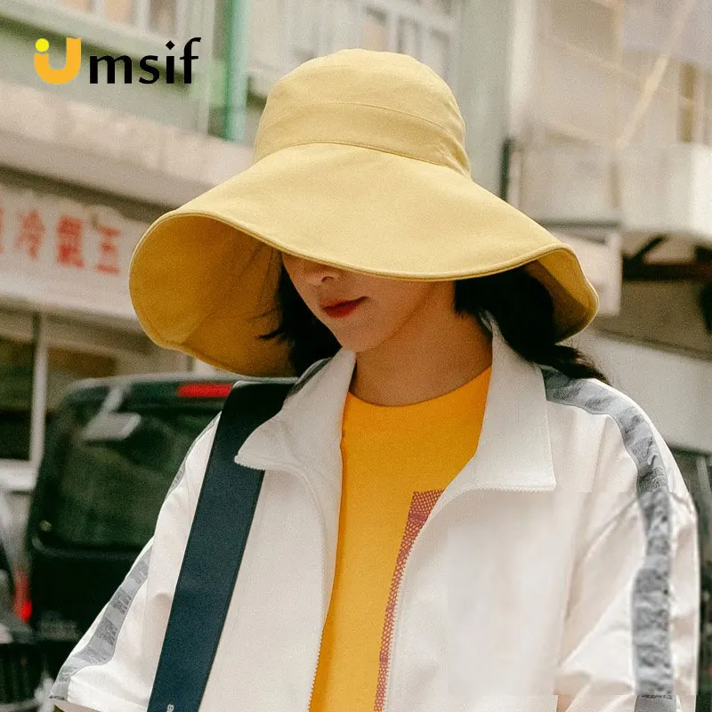 Женская панама с широкими полями однотонная шляпа в стиле хип хоп повседневная