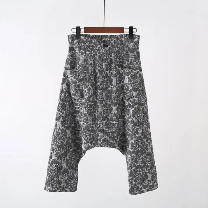 

New summer style men's clothing Loose harem pants tide grey Printing casual hip hop cropped trousers Men sportswear pants