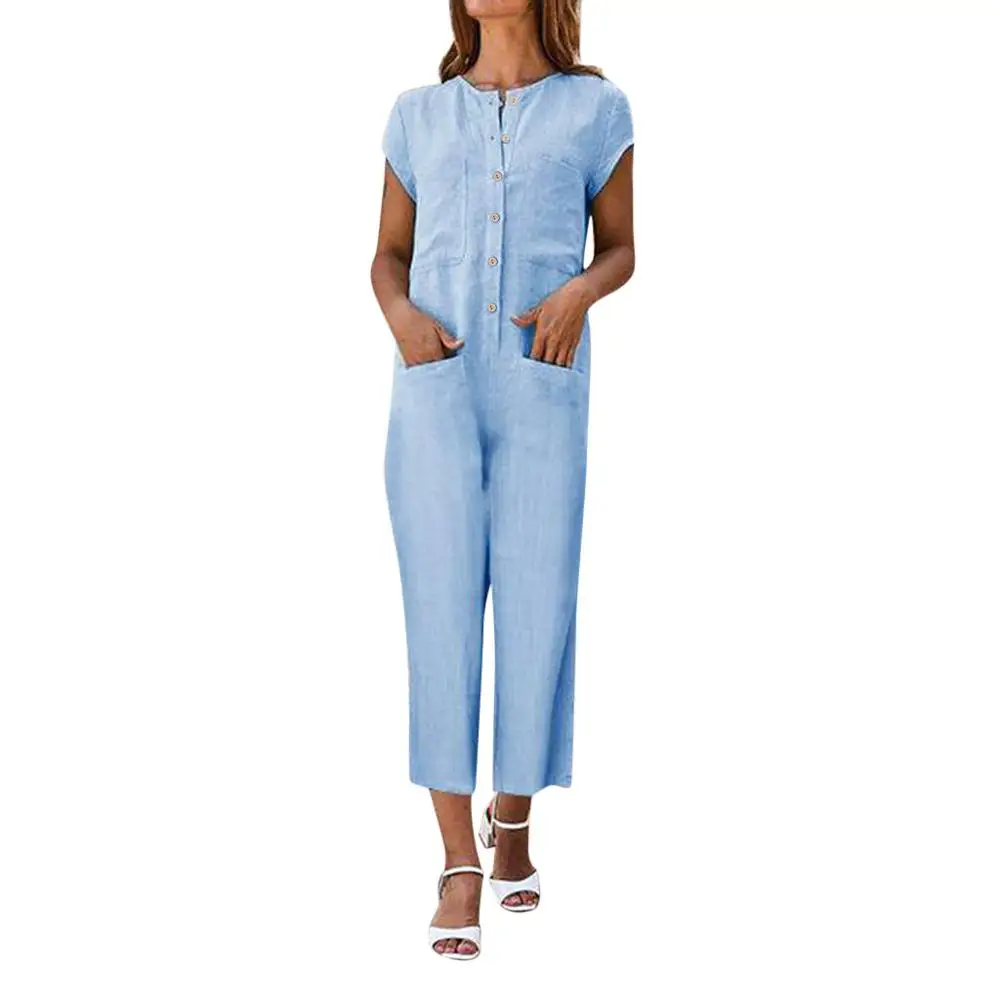 Женские комбинезоны с v-образным вырезом повседневные однотонные короткими