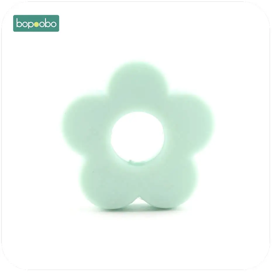 mint flower Bopoobo 10 шт силиконовые бусины в виде цветов, маленькие силиконовые цветы, 2,5 см, Прорезыватель для зубов, бисер «сделай сам», аксессуары для самостоятельного изготовления зубов - Цвет: mint flower