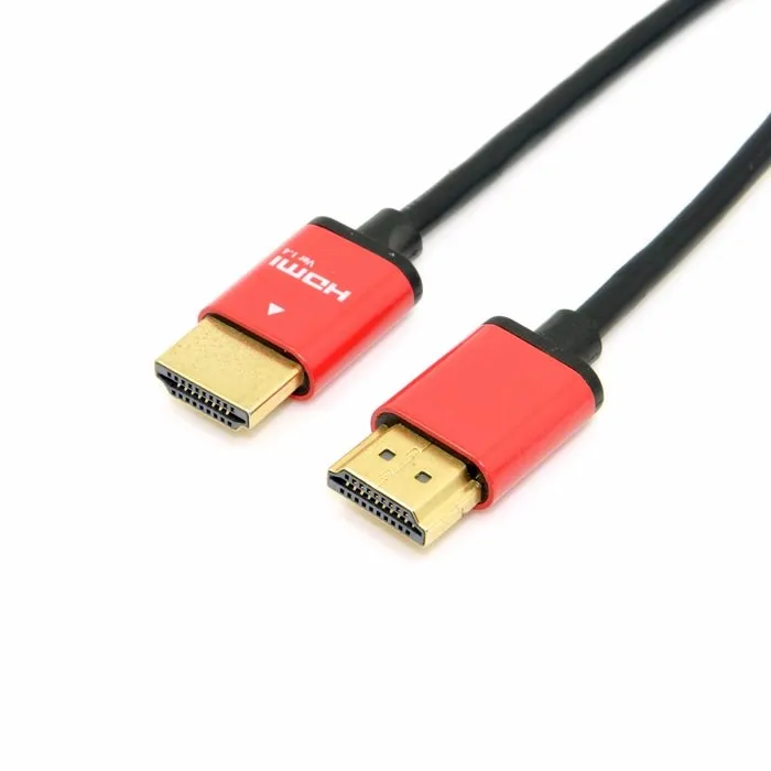 

Supper Thin HDMI Male to HDMI male V1.4 HDTV Cable 1.5m with Alloy Shell Red Color 150cm/5ft