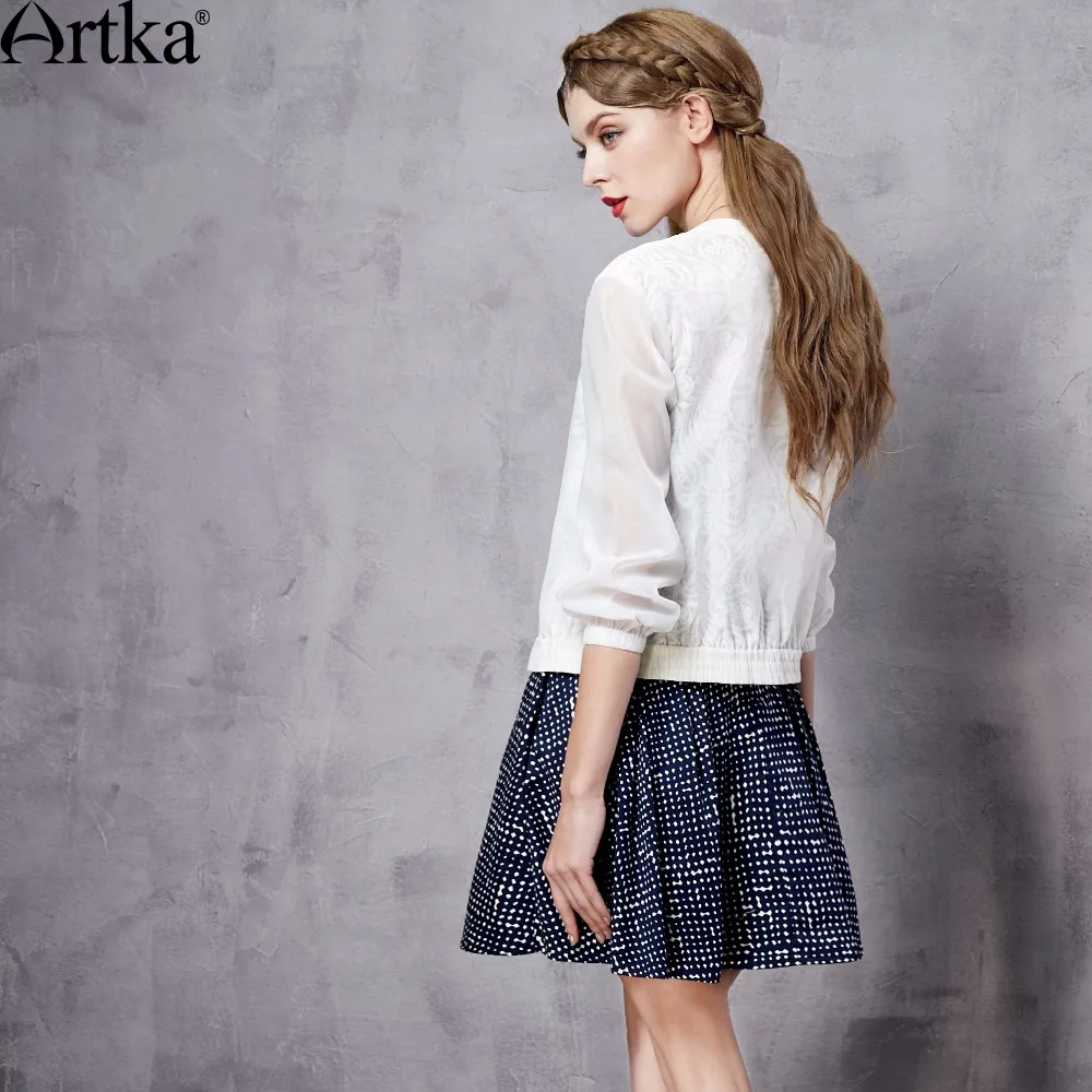 ARTKA Женская Осенняя Новая мода белое кружевное короткое пальто с круглым вырезом