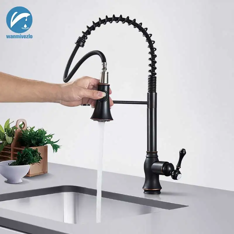 Высокий арочный выдвижной кухонный кран на бортике смеситель для горячей и