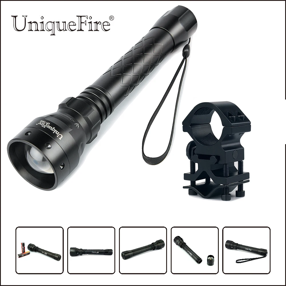 

Uniquefire Portable Led Flashlight UF-1502 XM-L2 T6 LED 1200 Lumen 5 Modes Black Aluminum Alloy Lamp Torch+Scope Mount For Hunt