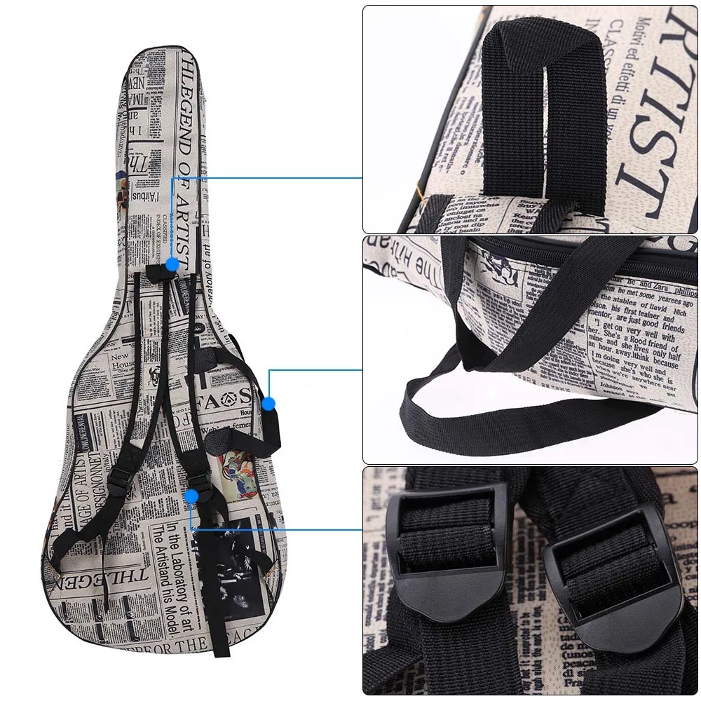 600D ткань Оксфорд стиль двойные Прошитые мягкие ремни Gig Bag гитара переноска чехол