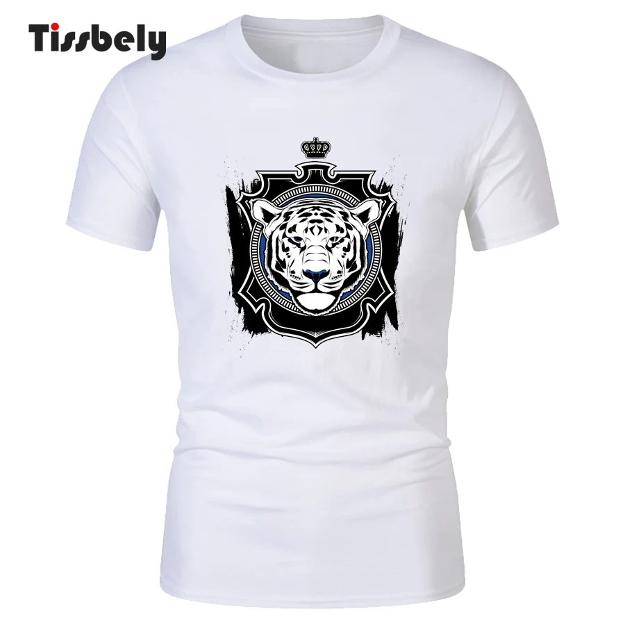 Tissbely Для мужчин футболка с животными головы тигра короной Графический Печатный
