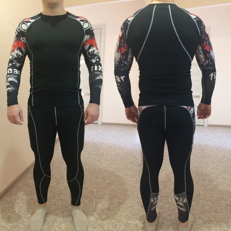 Мужской компрессионный костюм rashgard комплект мужской одежды для фитнеса MMA