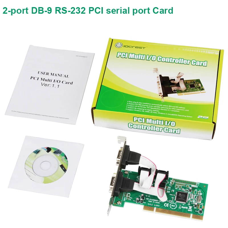 Moschip 9865 чипсет PCI 2 Серийный rs232 db9 com порты контроллер карта с низкопрофильным