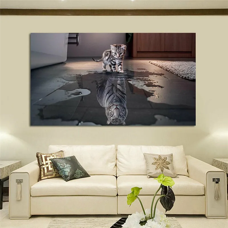 1 шт. Безрамная Современная Абстрактная живопись Декор Кот или Тигр на стену