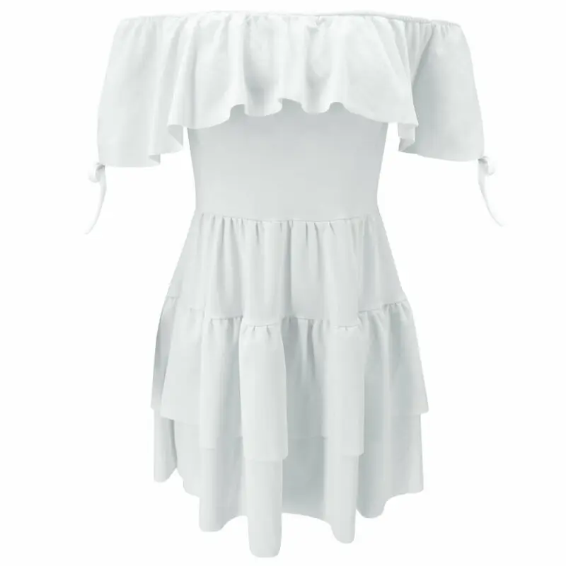 Women Elegant Dress Cold Shoulder Short Sleeve Summer Dresses Off-shoulder Womens Slim Mini Party Beach Boho | Женская одежда