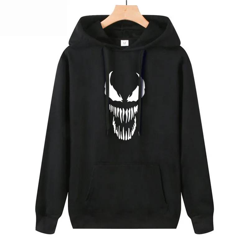 Новинка летне осенний Повседневный пуловер с капюшоном и карманами Venom 3D принтом