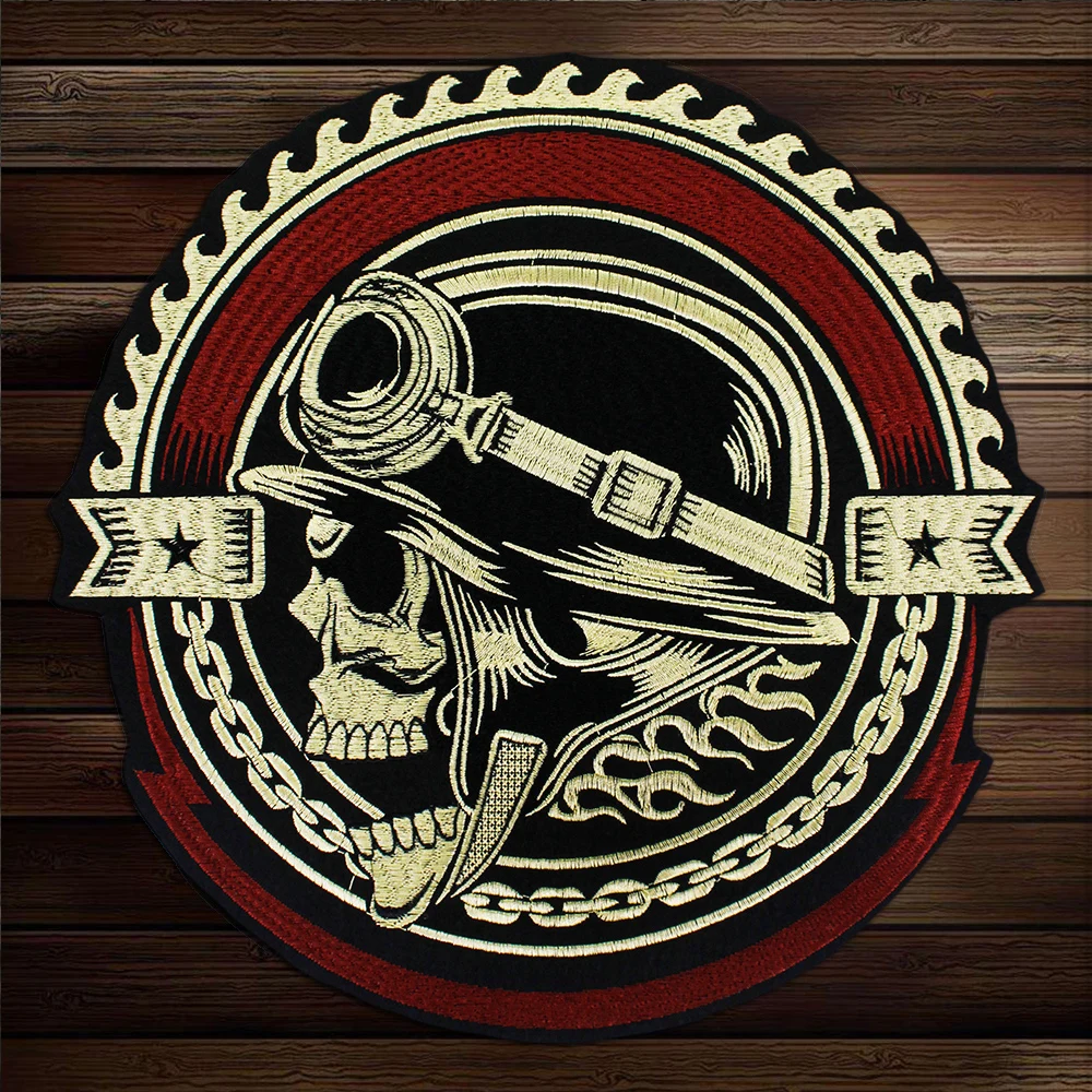 Punk Style Middle Finger Skeleton Gear Skull Patches Rock Appliques Iron on Jacket Biker Embroidery Badge A225 | Дом и сад