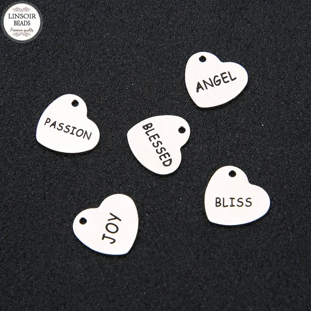Подвеска для браслета с надписью Ангел из нержавеющей стали 5 шт./лот|Подвески| |