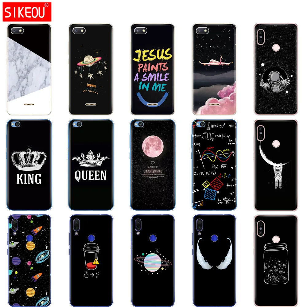 Чехол для redmi 6a 6 pro чехол xiaomi note 7 go mi 9 SE Black king aircraft astronaut|Бамперы| |