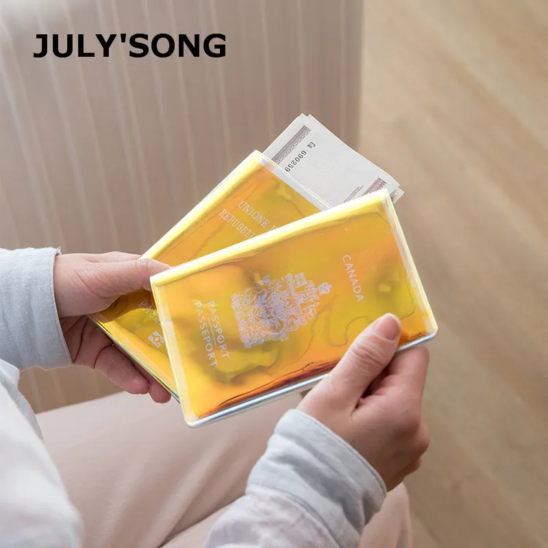 JULY'S SONG лазерный чехол для паспорта для путешествий ПВХ красочный водонепроницаемый бумажник для кредитных карт портативный пакет для документов для путешествий