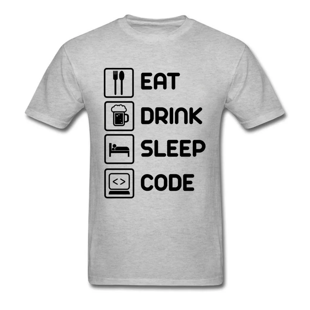 Мужская Повседневная футболка рутина с надписью Eat Drink Sleep Code черно белая коротким