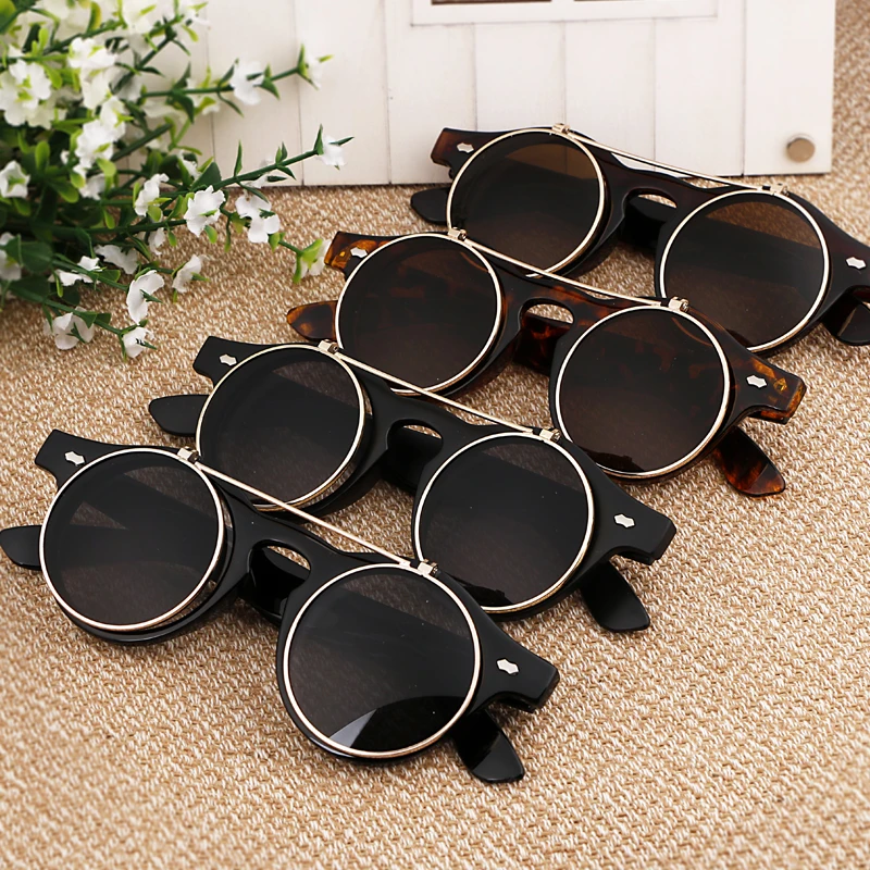 Красивые модные круглые солнцезащитные очки в стиле стимпанк женские ретро