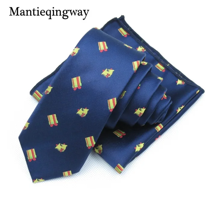 Mantieqingway для мужчин Галстук Ханки Набор для мужчины Бизнес Рождественский узор шеи галстук платок для Мужская Gravatas узкий галстук - Цвет: Bell