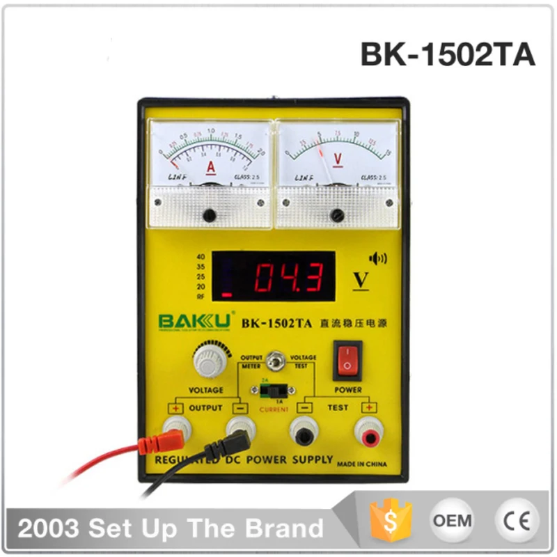 BK 1502TA постоянного тока Регулируемый источник питания амперметр цифровой дисплей