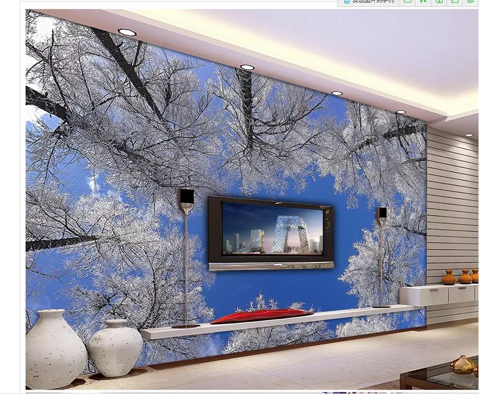 Пользовательские 3d обои природа древесина голубое небо фон стены ванной