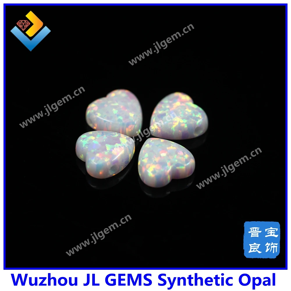

5pcs/lot Free Shipping High Quality OP17 Snow White 10mm synthetic Opal heart stone for gift love for Valentine's Day