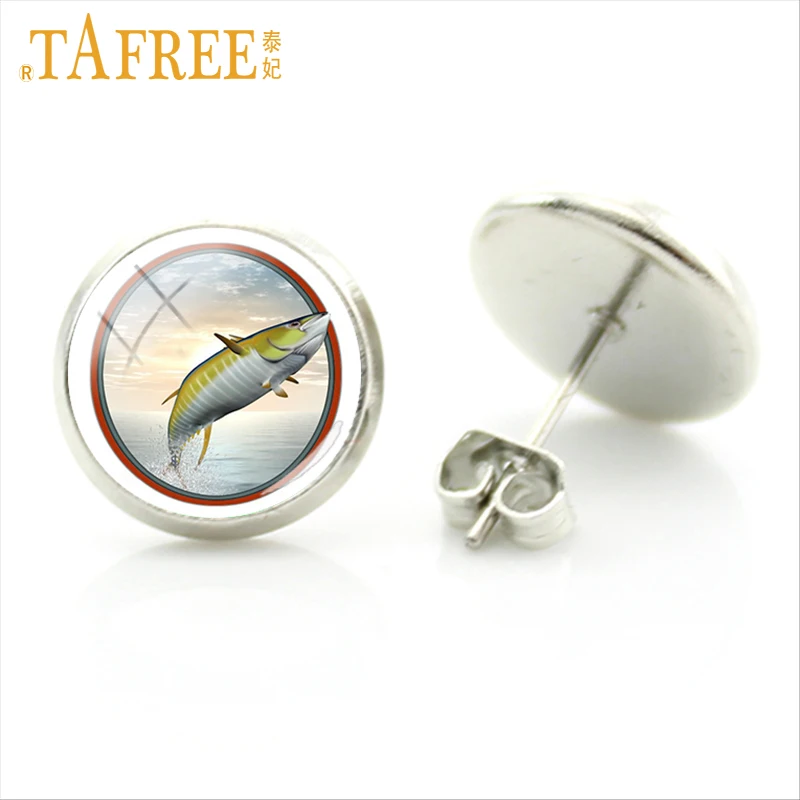 TAFREE aniaml искусство Tunas серьги гвоздики Элегантные Очаровательные синие морские