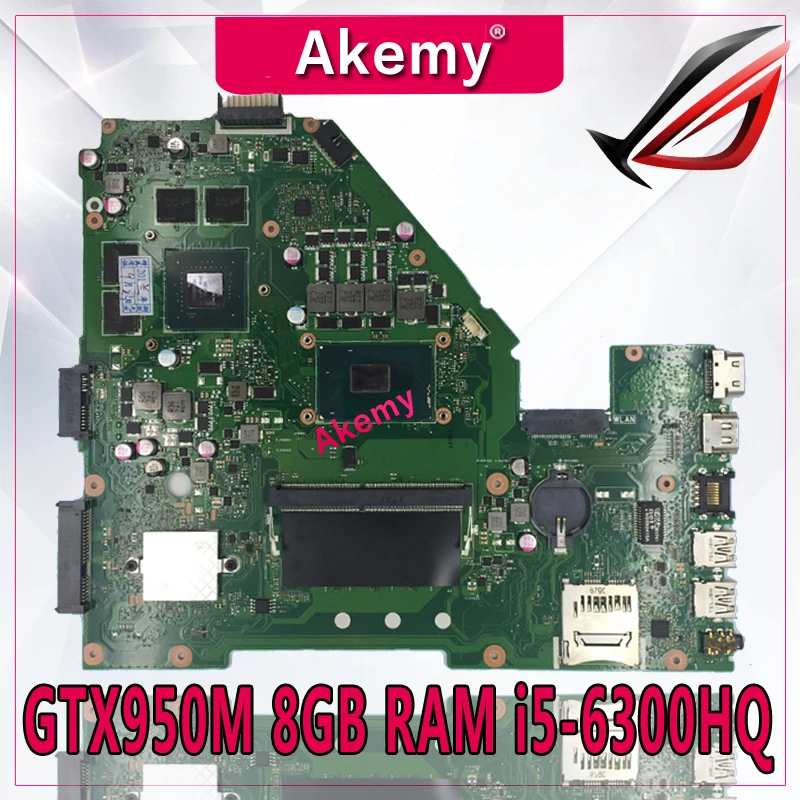 Akemy X550VX материнская плата для ноутбука ASUS K550VX X550VX X550VQ FH5900V материнская плата версия 2,0 GTX950M 8 GB Оперативная память i5-6300HQ