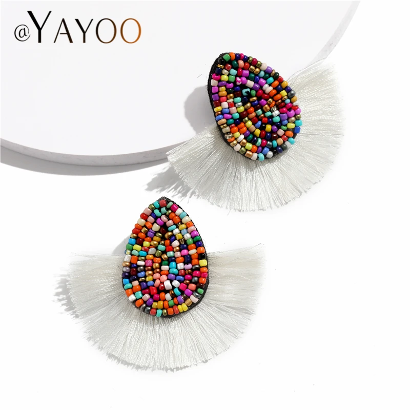 

Colorful Beaded Tassel Earrings for Women Fashion Wedding Big Statement Earrings Female 2022 Fringe Hanging Earings Jewelry