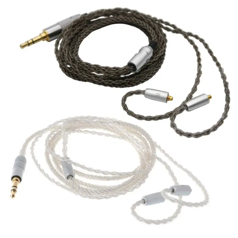 

8 Shares Single Crystal Copper Plated Silver Earphone Cable Weaving Headset Wire Cord Replacement for MMCX Shure SE846 SE535 SE4