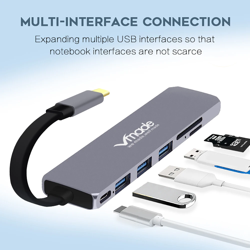 Vmade USB C концентратор к HDMI 3 0 SD/TF кардридер концентраторы USBC сплиттер для MacBook Pro Huawei