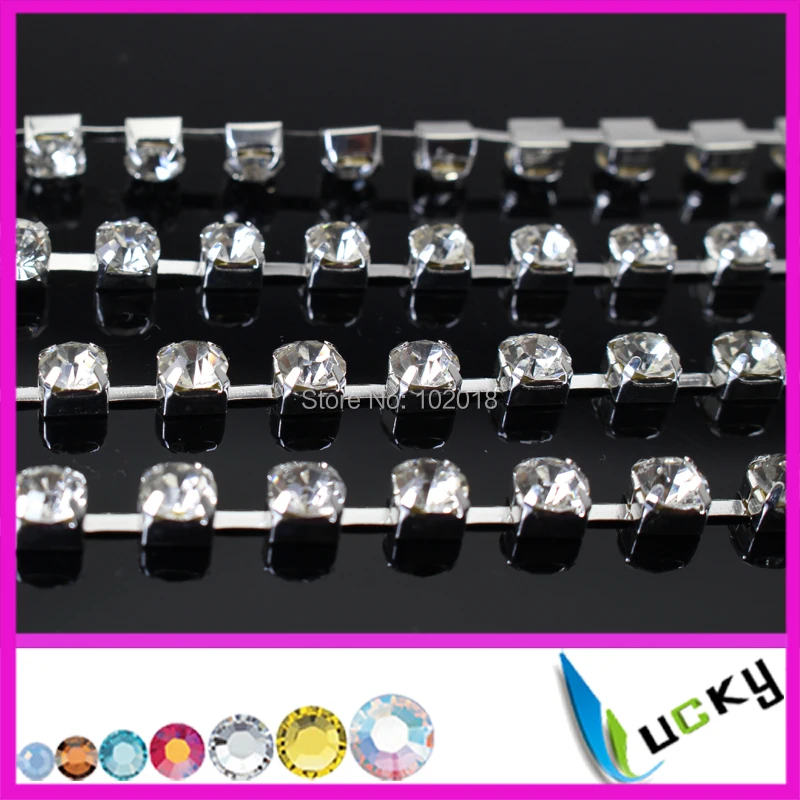 Free shipping!10 yards ss28 strass cup chain rhinestone trim with A quality crystals silver base for DIY decorations | Дом и сад