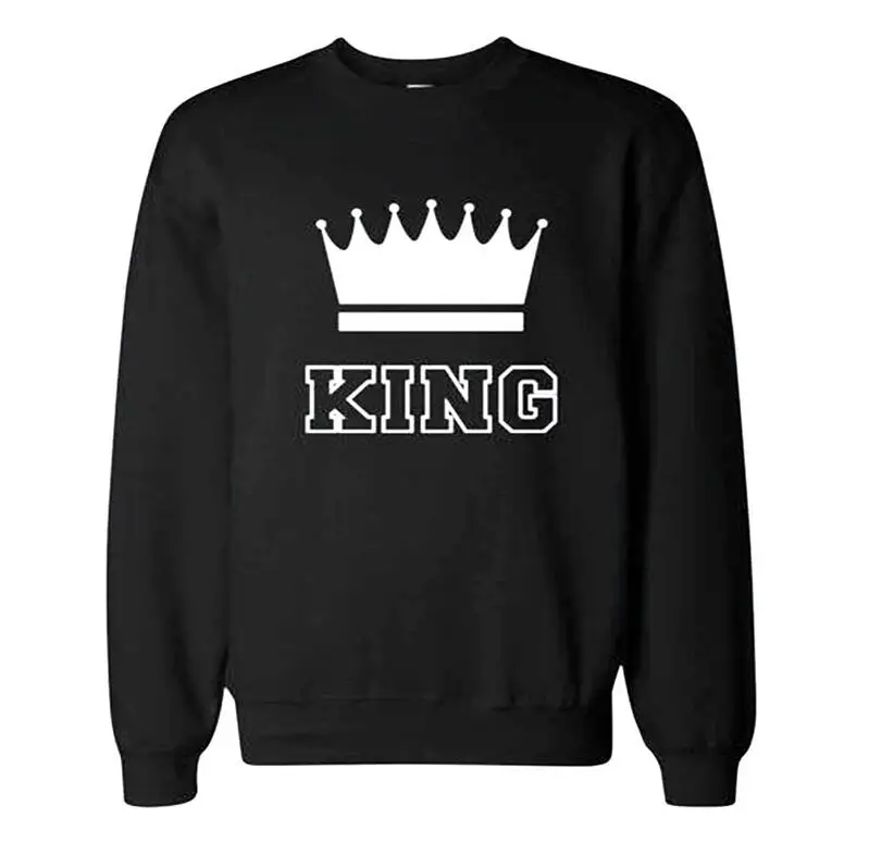 WY075 Lei-SAGLY,, новая мода, король, королева, Парные свитшоты, пуловер с круглым вырезом, длинный рукав, свободные толстовки, для мужчин, женщин, влюбленных, толстовка - Цвет: WY075