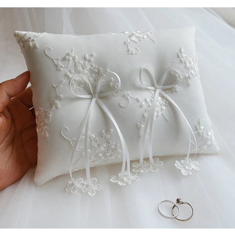 Новое свадебное кольцо Подушка Кружева Цветы подушку кольца украшение для